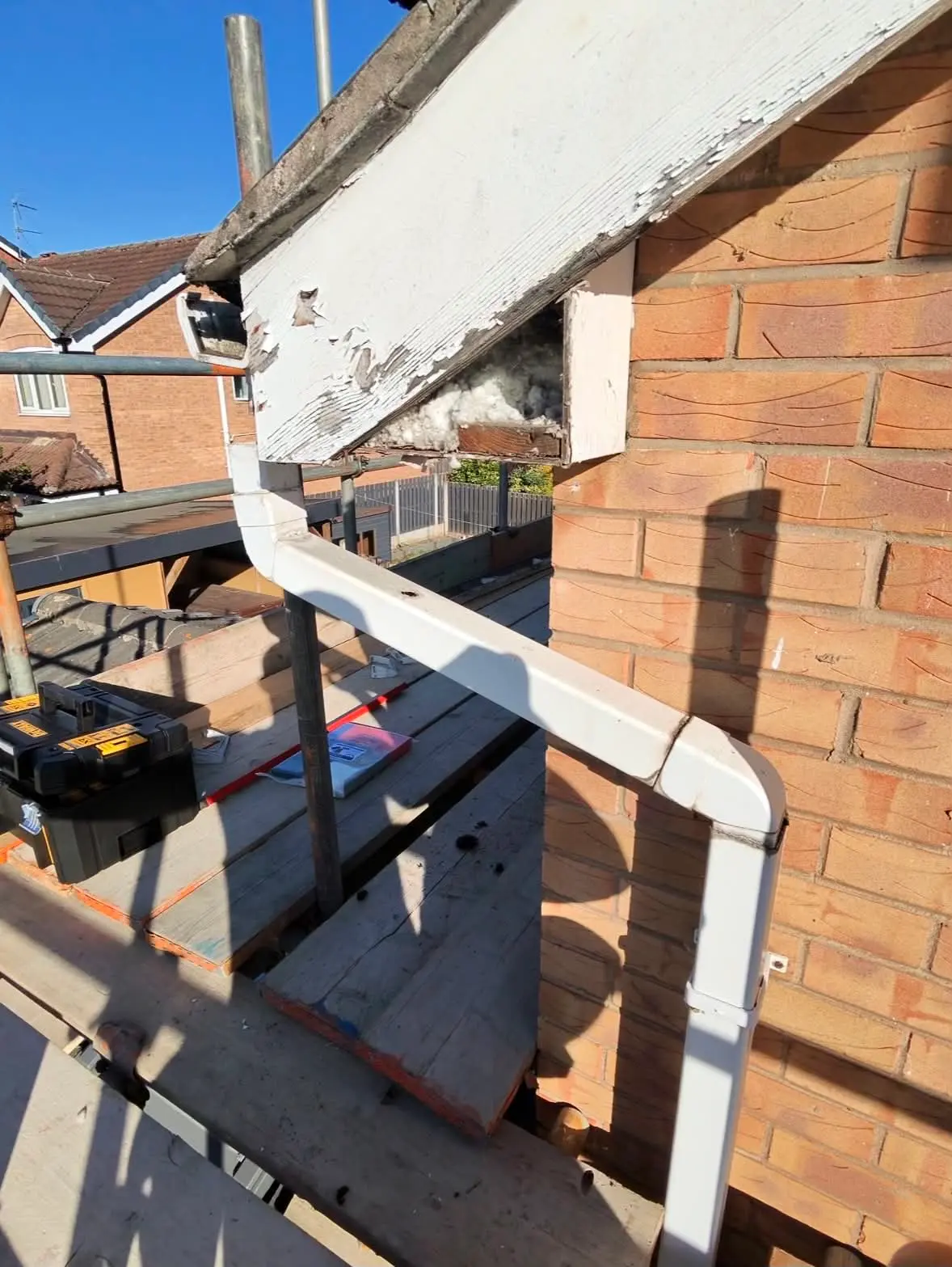 Property before fascia soffit and guttering replacement