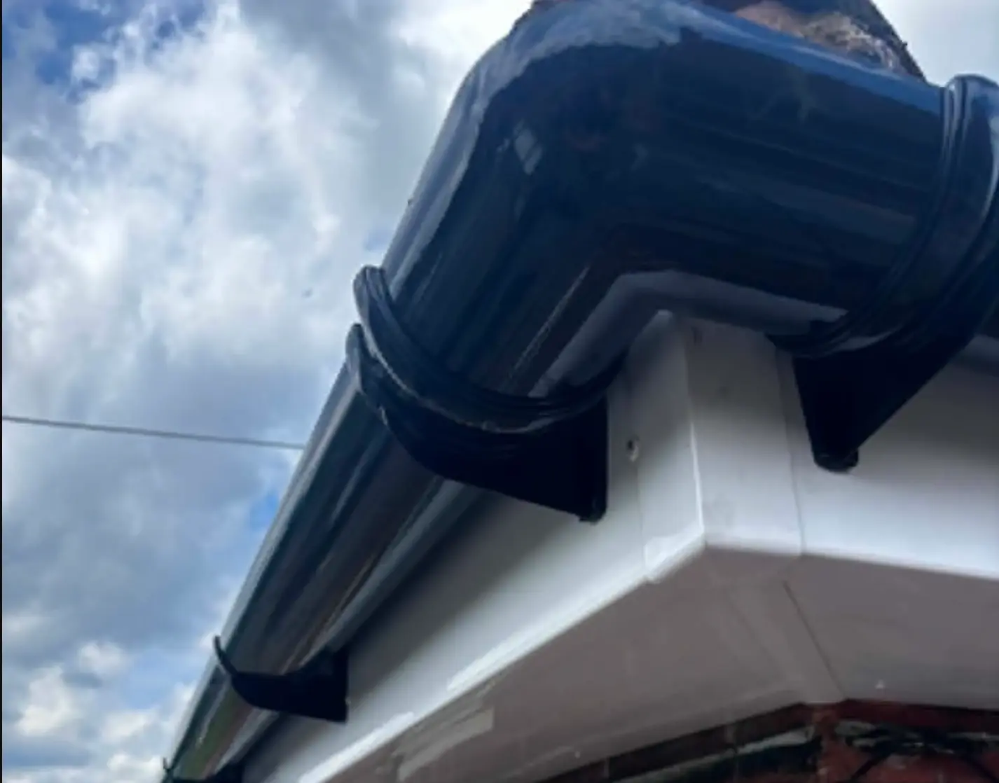 Aluminium gutter corner detail on a Sheffield property